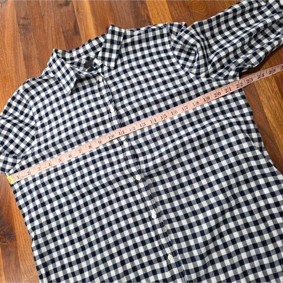 J. Crew Classic Button Front Boy Fit Shirt Gingham Print Shirt C6086 Size 12 - Picture 6 of 8